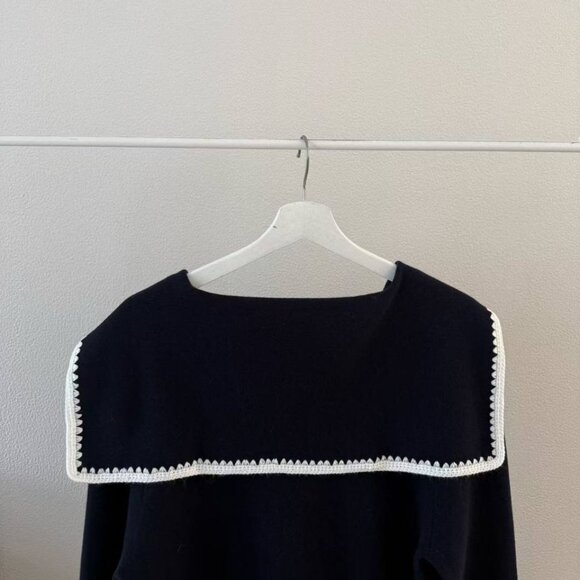 Sezane Naya Jumper Marine with Ecru Details - Picture 8 of 15